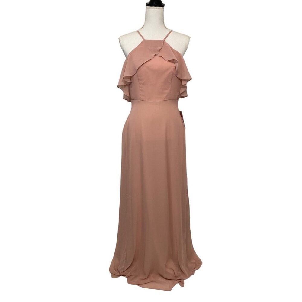 Birdy Grey Medium Jules Dress Chiffon Dusty Rose Formal Bridesmaid Ruffles NWT